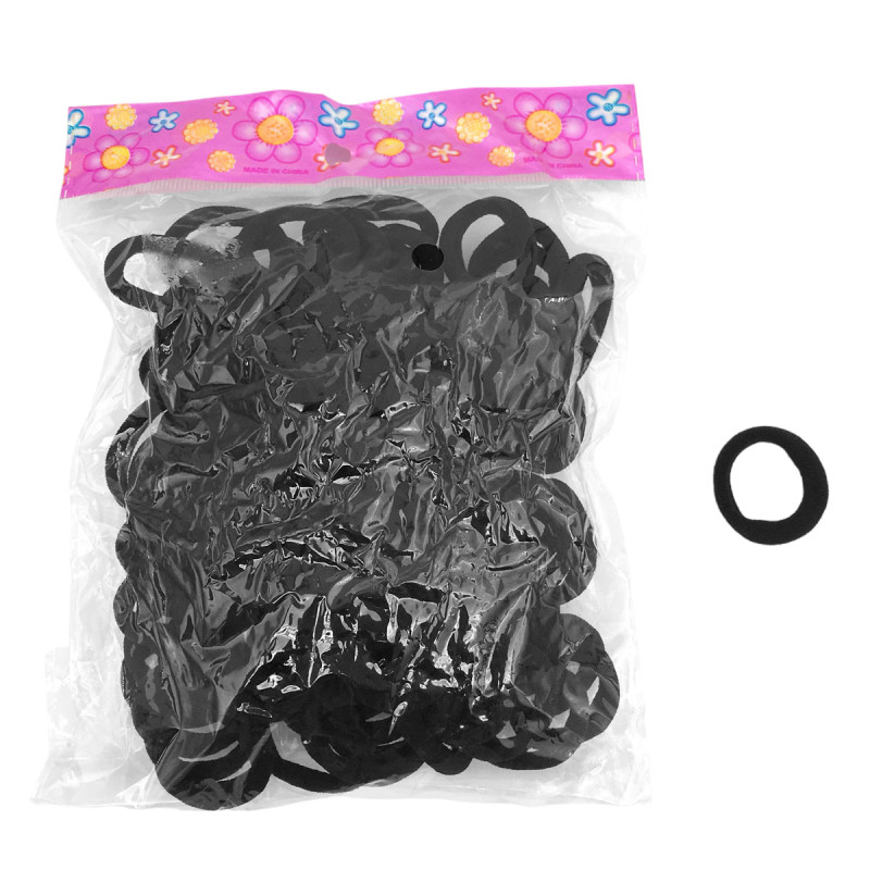 PACK x100 UNIDADES MEDIANAS NEGRAS 2.5CM DIAMETRO INTERNO SIN ESTIRAR C: 8853 COLITAS