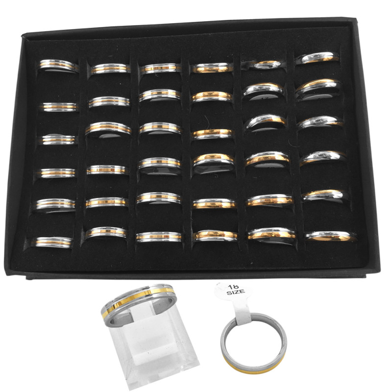 CAJA x36 UNIDADES M: 3006 ALIANZAS 4MM C/ LINEAS SURTIDAS DORADA ANILLO