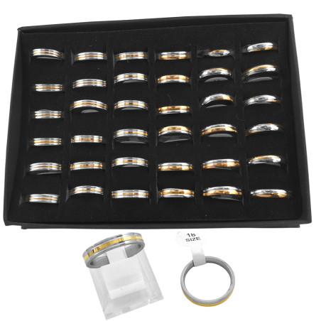 CAJA x36 UNIDADES M: 3006 ALIANZAS 4MM C/ LINEAS SURTIDAS DORADA ANILLO