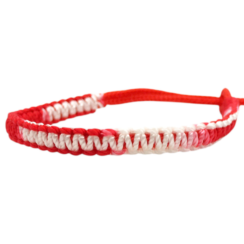 HILO ZIG ZAG BLANCO ROJO RIVER OJAL ANCHO 5MM-25CM REGULABLE PULSERA / TOBILLERA