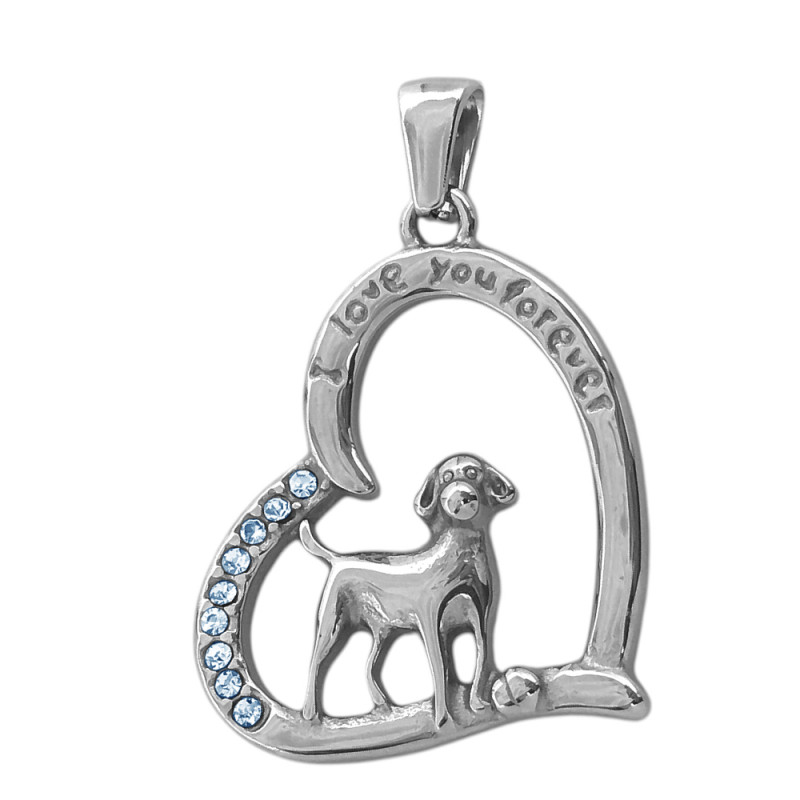 CORAZON C/ STRASS PERRO Y LEYENDA TE AMARE POR SIEMPRE DIJE