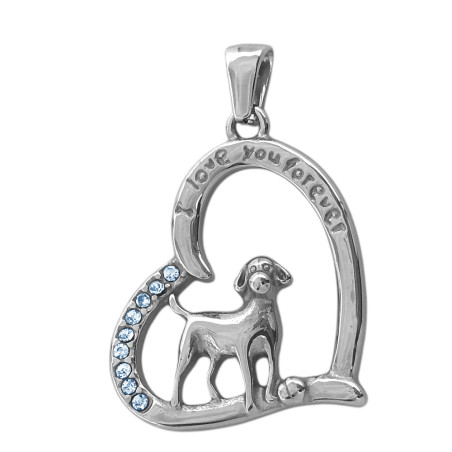 CORAZON C/ STRASS PERRO Y LEYENDA TE AMARE POR SIEMPRE DIJE