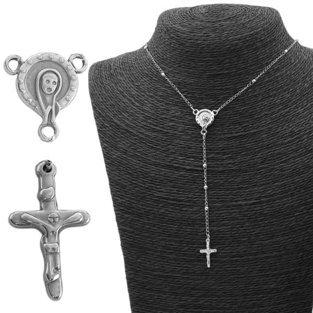 DENARIO 3MM CRUZ C/ CRISTO Y CENTRO VIRGEN UNA SOLA CARA (UNISEX)