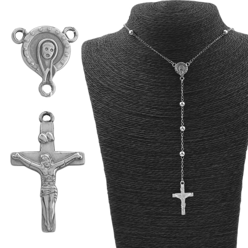 DENARIO 6MM CRUZ C/ CRISTO Y CENTRO VIRGEN UNA SOLA CARA (UNISEX)