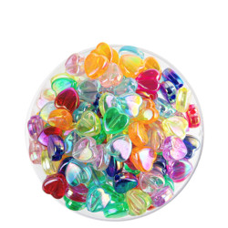 15 GRAMOS CORAZON 8*5MM MULTICOLOR TORNASOLADO PERFORADO PASANTE CUENTA