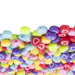 20 GRAMOS PLASTICO PLANO MIX COLORES C/ CORAZON SILUETA BLANCO PASANTE CUENTA