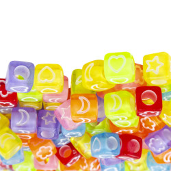 20 GRAMOS PLASTICO CUBO MIX COLORES C/ FORMAS BLANCAS PASANTE CUENTA