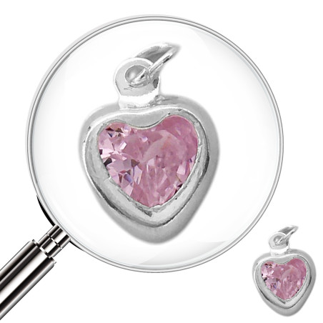 BLANCO MINI ROSA CORAZON C/ CENTRO CRISTAL FACETADO Y ARGOLLITA DIJE