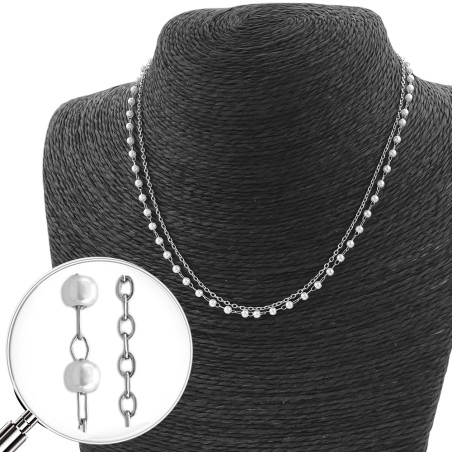 CADENA FORCE Y CADENA DE PERLAS 40+5CM REGULABLE COLLAR