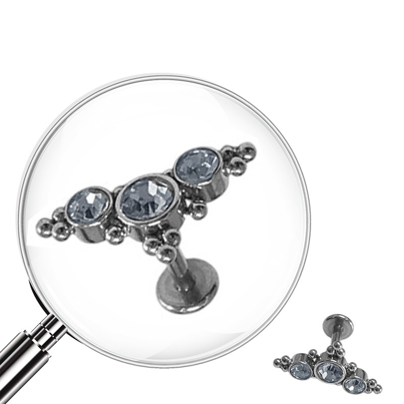 UNIDAD TRIPLE CUBIC REDONDO C/ BOLITAS LABRET MENTON PIERCING