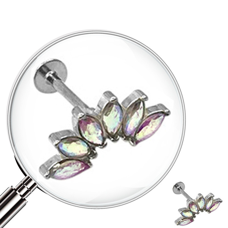 UNIDAD SEIS SEMILLAS CUBIC CRISTAL AB LABRET MENTON PIERCING