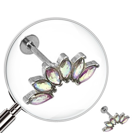 UNIDAD SEIS SEMILLAS CUBIC CRISTAL AB LABRET MENTON PIERCING