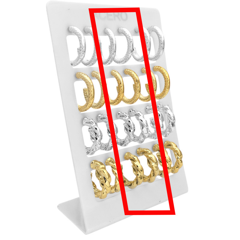 4 PARES UNO POR MODELO PLATEADO Y DORADO FINO C/ TEXTURA Y ENROSCADO ARO