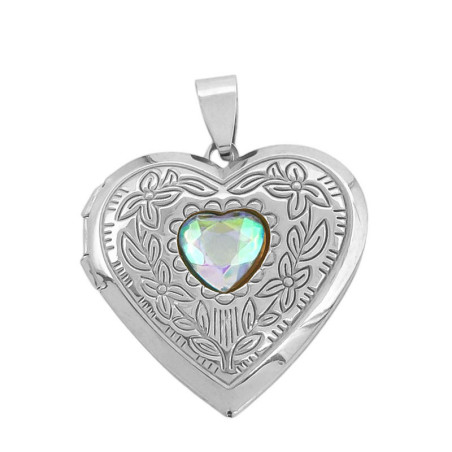 TORNASOLADO RELICARIO FLOR CORAZON DIJE