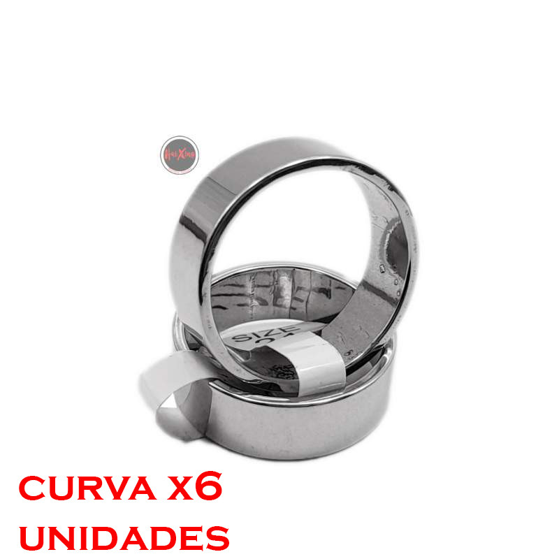 CURVA X6 UNIDADES PLANA 8MM ALIANZA GRUESA ANILLO