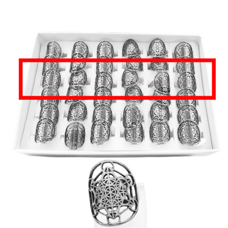 CURVA X6 UNIDADES METATRON FLOR DE LA VIDA ESTRELLA DE SEIS PUNTAS HEXAGRAMA CALADO ANILLO