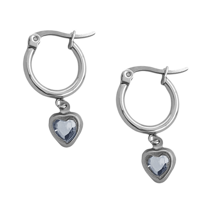 CRISTAL PLANO C/ BORDE CORAZON EN ARGOLLA 15MM ARO