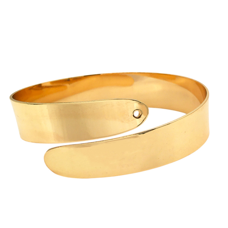 DORADO BRAZALETE LISO CINTA ANCHA C/ EXTREMOS OVALADOS ABIERTO FANTASIA FINA PREMIUM