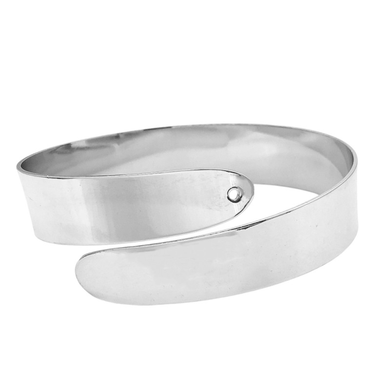 BRAZALETE LISO CINTA ANCHA C/ EXTREMOS OVALADOS ABIERTO FANTASIA FINA PREMIUM