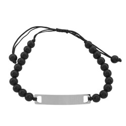 BLISTER X12 UNIDADES BOLITAS NEGRAS Y CHAPA PARA GRABAR IDENTIFICACION REGULABLE PULSERA