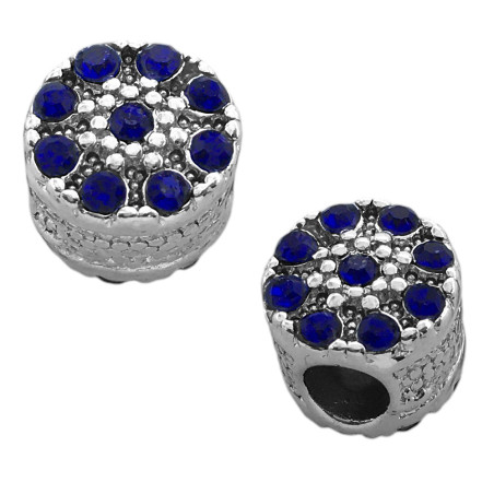 UNIDAD (1) CHARM CILINDRO C/ STRASS AZULES PASANTE DIJE