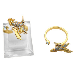 CAJA X12 GIRATORIO SURTIDOS COLIBRI PICAFLOR C/ CUBIC BRONCE FANTASIA FINA ANILLO