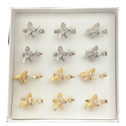 DORADO GIRATORIO UNIDAD COLIBRI PICAFLOR C/ CUBIC BRONCE FANTASIA FINA ANILLO