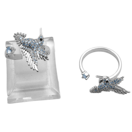 UNIDAD GIRATORIO COLIBRI PICAFLOR GIRATORIO C/ CUBIC BRONCE FANTASIA FINA ANILLO