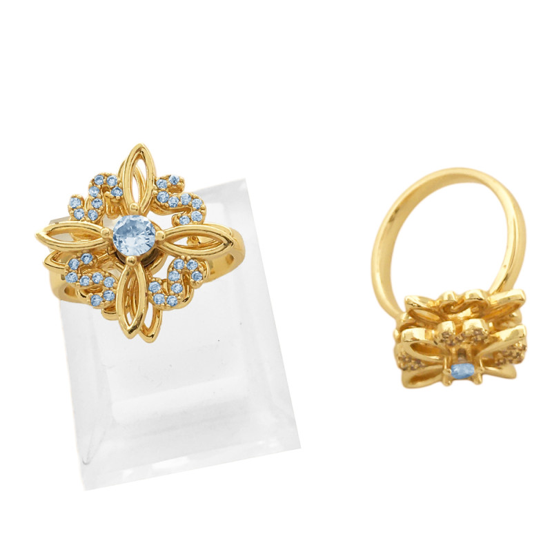 DORADO GIRATORIO UNIDAD NUDO DE BRUJA C/ CUBIC BRONCE FANTASIA FINA ANILLO