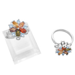 CAJA X12 GIRATORIO SURTIDOS FLOR C/ CUBIC DE COLORES BRONCE FANTASIA FINA ANILLO