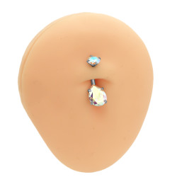 TORNASOLADO CRISTAL AB GOTA Y CIRCULO CUBIC OMBLIGO ACERO QUIRURGICO PIERCING