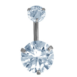 CRISTAL 10MM GRANDE PIERCING OMBLIGO 2 CIRCULOS ACERO QUIRURGICO PIERCING