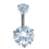 CRISTAL 10MM GRANDE PIERCING OMBLIGO 2 CIRCULOS ACERO QUIRURGICO PIERCING