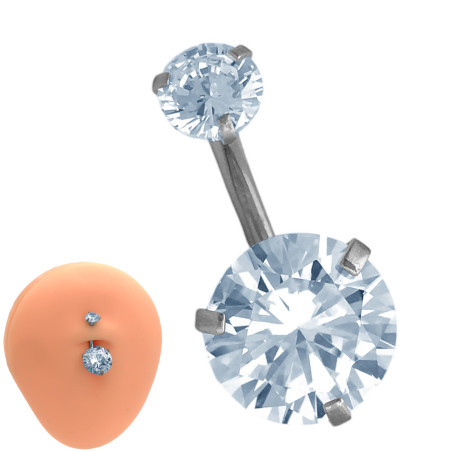 CRISTAL 10MM GRANDE PIERCING OMBLIGO 2 CIRCULOS ACERO QUIRURGICO PIERCING