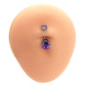 VIOLETA GOTA Y CIRCULO CUBIC OMBLIGO ACERO QUIRURGICO PIERCING