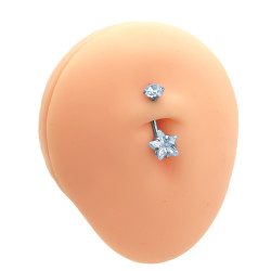 CRISTAL ESTRELLA Y CIRCULO CUBIC OMBLIGO ACERO QUIRURGICO PIERCING