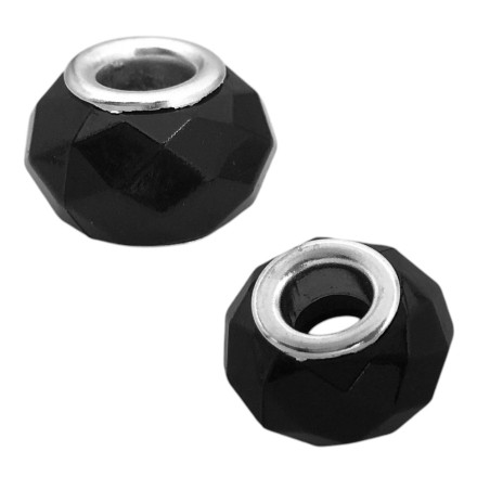 UNIDAD (1) CHARM NEGRO FACETADO TIPO DONA PASANTE DIJE