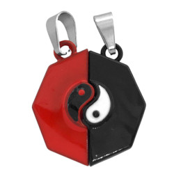 ROJO Y NEGRO YIN Y YANG IMANTADO C/ DROPS PARA COMPARTIR FANTASIA FINA DIJE