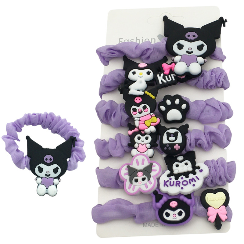 PACK X6 C:01(NEGRA) UNIDADES INFANTIL SCRUNCHIES ELASTICAS KORUM COLITAS
