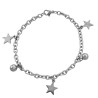 TRES ESTRELLAS PLANAS Y DOS BOLITAS EN PULSERA 18.5CM PULSERA