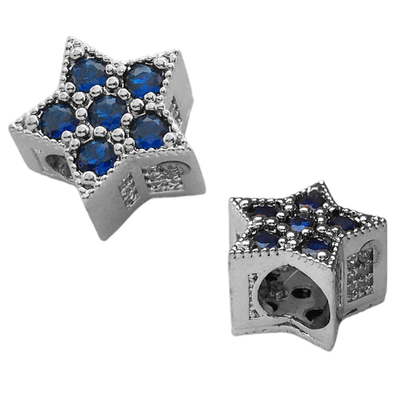 UNIDAD (1) CHARM ESTRELLA C/ STRASS AZULES PASANTE DIJE