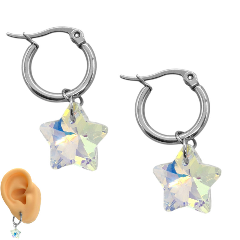 ESTRELLA CRISTAL AB TORNASOLADO 13MM EN ARGOLLA 15MM ARO