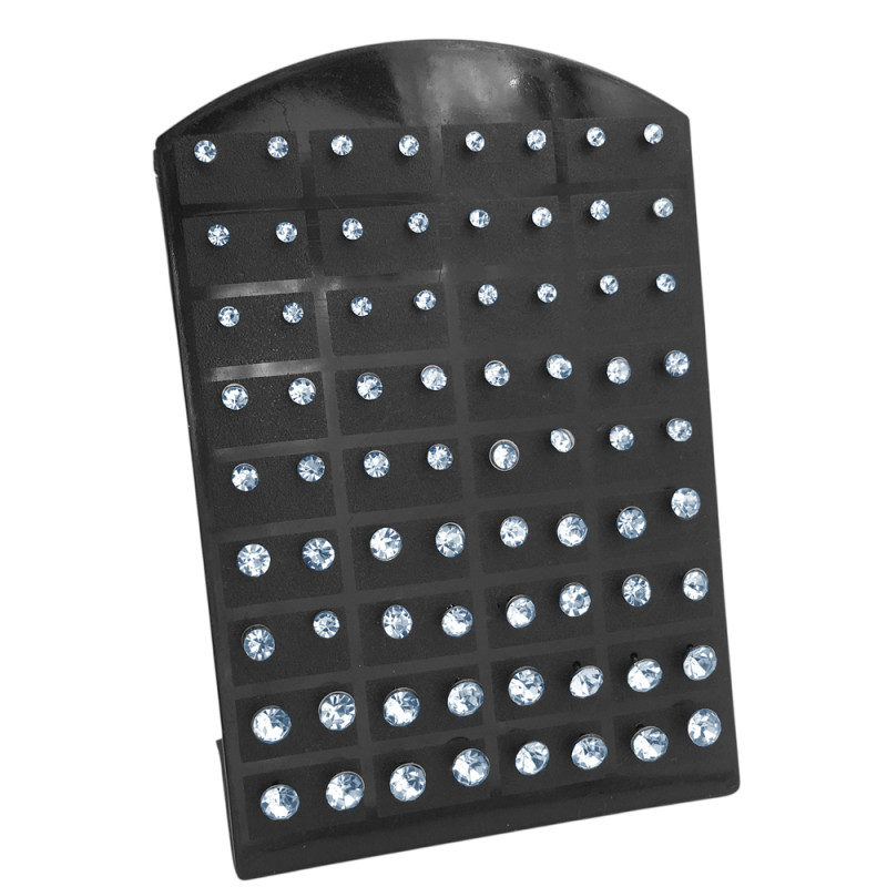 BLISTER X36 PARES SURTIDOS STRASS 3-4-5-6 MM CRISTAL ARO