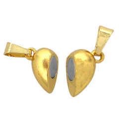 MINI DORADO CORAZON 3D IMANTADO C/ DROPS PARA COMPARTIR COLLAR FANTASIA FINA DIJE