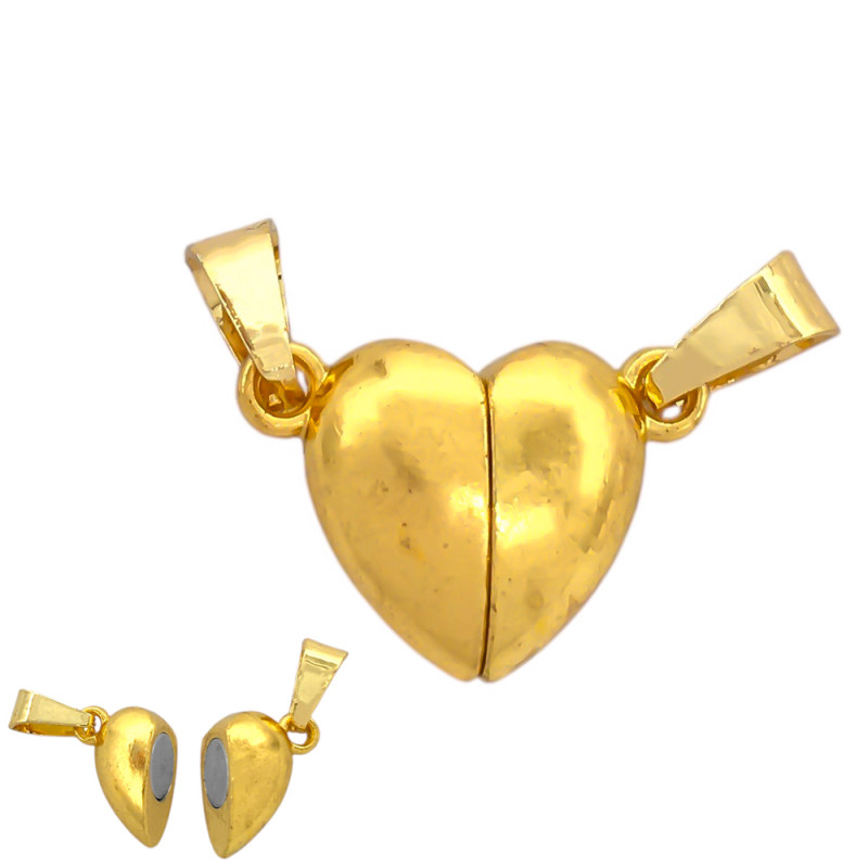 MINI DORADO CORAZON 3D IMANTADO C/ DROPS PARA COMPARTIR FANTASIA FINA DIJE