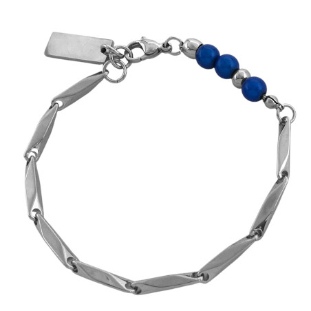 BLOQUES BOLITAS AZULES BOLITAS Y MINI CHAPA P/ GRABAR 18CM PULSERA