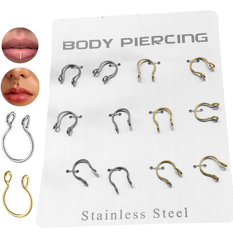 BLISTER X12 SURTIDAS EN COLOR FALSA ARGOLLA DE NARIZ PIERCING