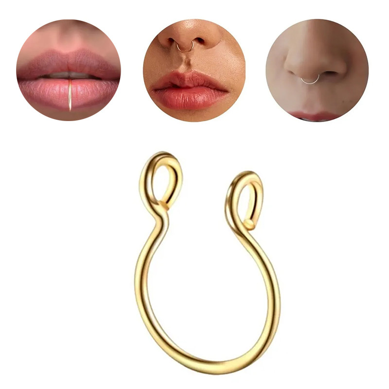 DORADO UNIDAD FALSA ARGOLLA DE NARIZ PIERCING