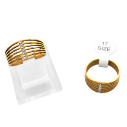 MEDIA CAJA x12 MULTI LINEAS C/ PERPENDICULAR DE CUBIC DORADO Y ACERO ANILLO