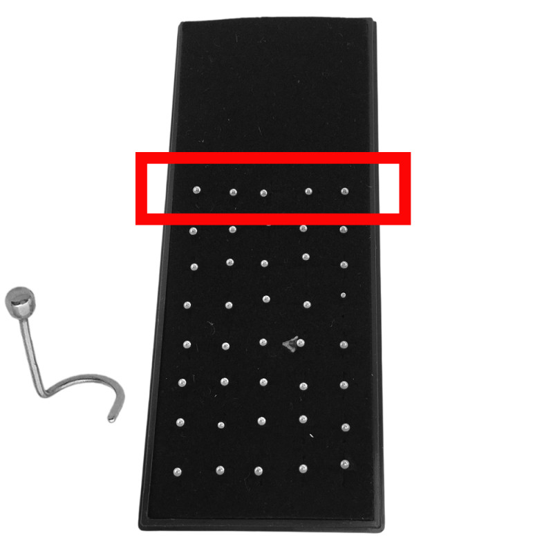 CURVO 5 PERNO C/ BOLITA 1.8MM PLATEADO NOSTRIL PERNO CURVO PIERCING